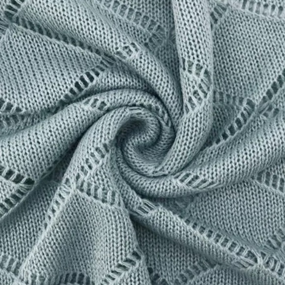 Knit Loose Fit Dusty Blue Tank Top - Picture 3 of 4